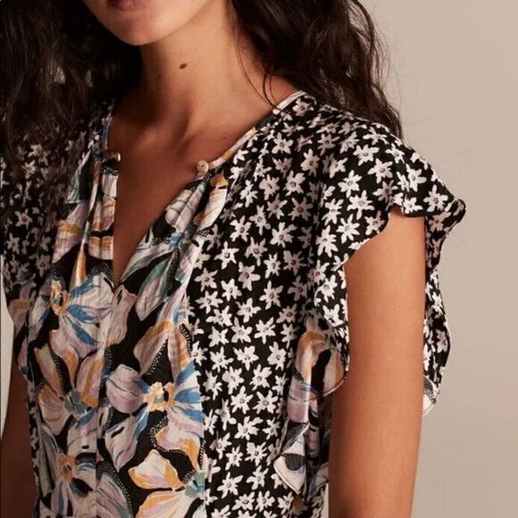 Rebecca Taylor Sleeveless Fleur Mix Dress, Boho Cottagecore Silk Blend | 12 - Picture 9 of 16